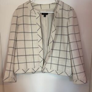 Ann Taylor Women's Cream Plaid Blazer